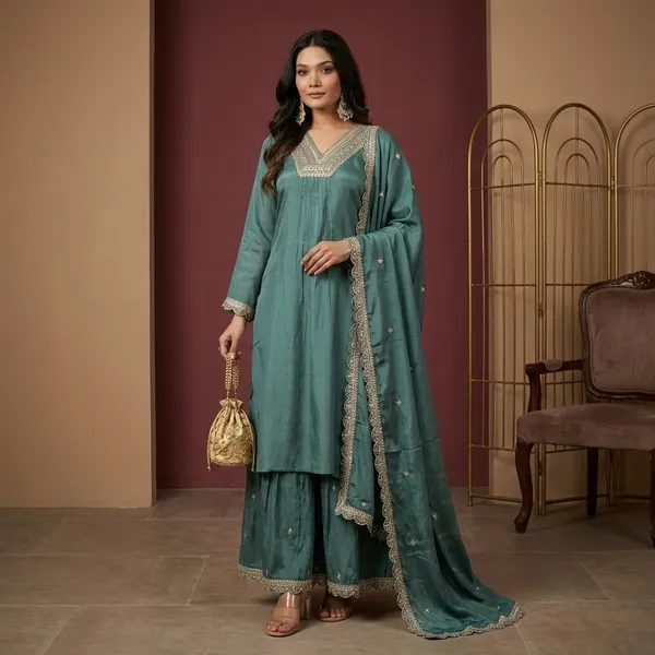 Blue_Georgette_Kurta_Palazzo_Dupatta_Set_For_Women