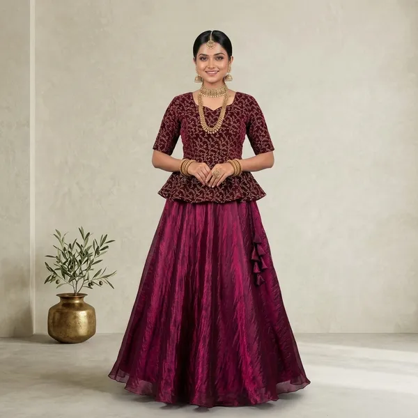 Wine_Silk_Lehenga_Choli_For_Women