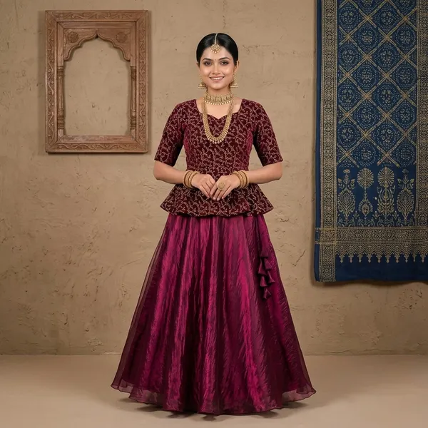 Wine_Silk_Lehenga_Choli_For_Women