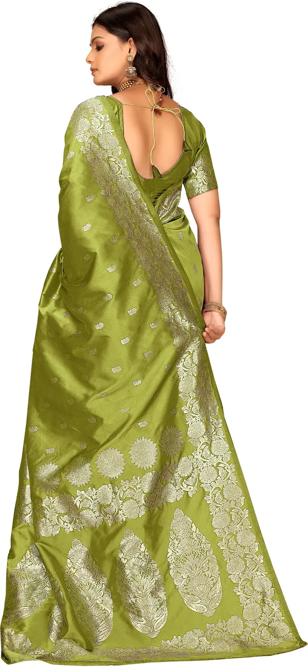 FLUIT_LESVETEMENTS_Floral_Print_Banarasi_Silk_Blend_Saree_with_Unstitched_Blouse_(Light_Green)