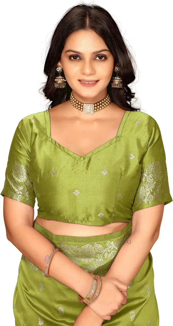 FLUIT_LESVETEMENTS_Floral_Print_Banarasi_Silk_Blend_Saree_with_Unstitched_Blouse_(Light_Green)