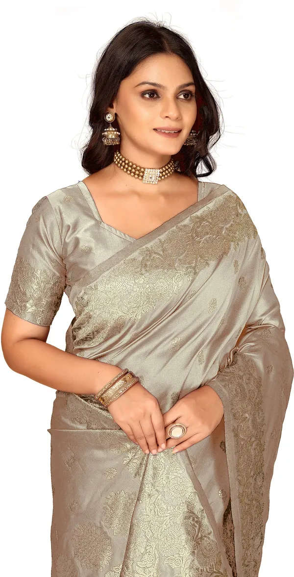 FLUIT_LESVETEMENTS_Floral_Print_Banarasi_Silk_Blend_Saree_with_Unstitched_Blouse_(Cream)