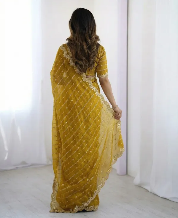 FLUIT_LESVETEMENTS_Embroidered_Bollywood_Satin_Saree_with_Unstitched_Blouse_(Yellow)