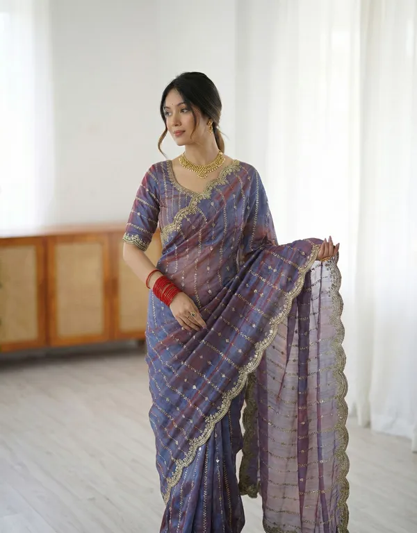 FLUIT_LESVETEMENTS_Embroidered_Bollywood_Satin_Saree_with_Unstitched_Blouse_(Grey)