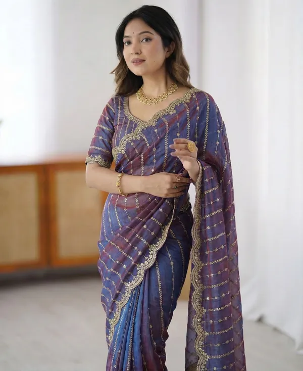 FLUIT_LESVETEMENTS_Embroidered_Bollywood_Satin_Saree_with_Unstitched_Blouse_(Grey)