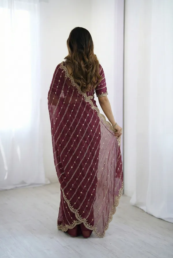 FLUIT_LESVETEMENTS_Embroidered_Bollywood_Satin_Saree_with_Unstitched_Blouse_(Maroon)