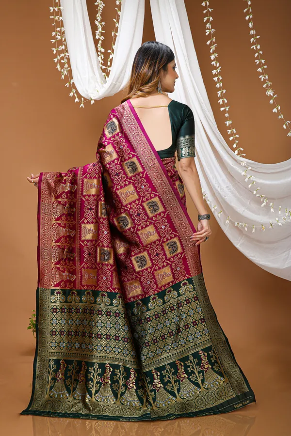 Block_Banarasi_Pure_Silk_Saree_With_Unstitched_Blouse_Magenta