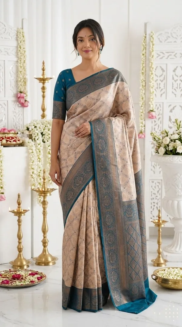 FLUIT_LESVETEMENTS_Woven_Banarasi_Pure_Silk_Saree_with_Unstitched_Blouse_(Pink)