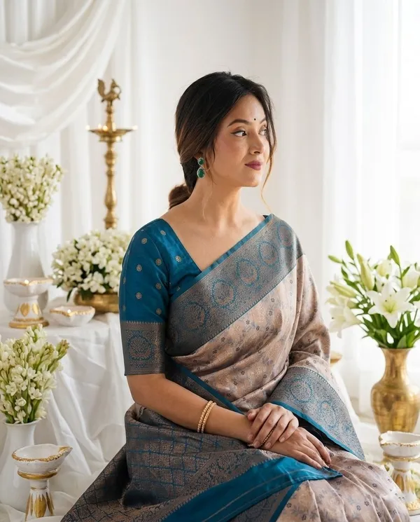 FLUIT_LESVETEMENTS_Woven_Banarasi_Pure_Silk_Saree_with_Unstitched_Blouse_(Pink)
