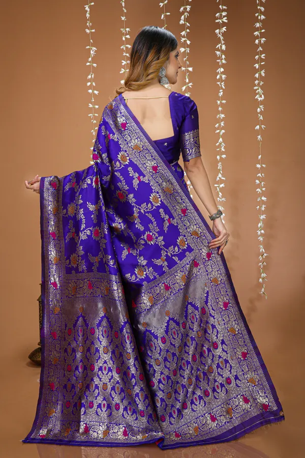 FLUIT_LESVETEMENTS_Embellished_Banarasi_Pure_Silk_Saree_with_Unstitched_Blouse_(Purple)