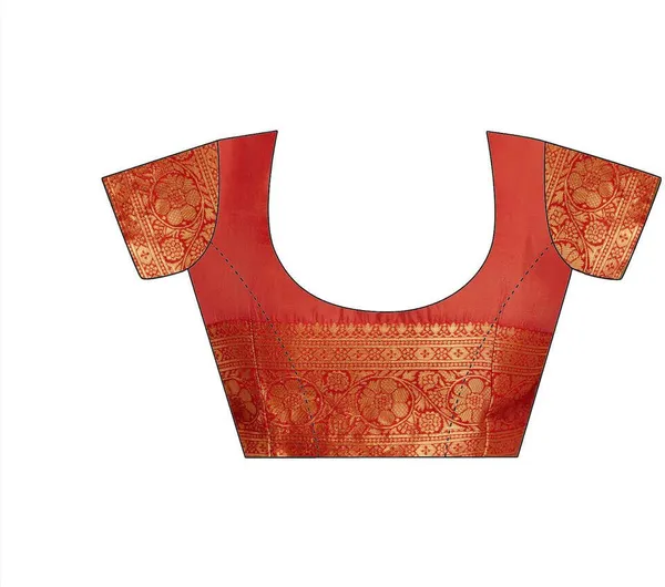 FLUIT_LESVETEMENTS_Self_Design_Kanjivaram_Jacquard_Saree_with_Unstitched_Blouse_(Red)