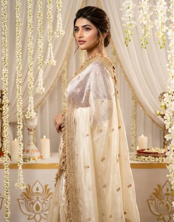 FLUIT_LESVETEMENTS_Embroidered_Bollywood_Satin_Saree_with_Unstitched_Blouse_(White)