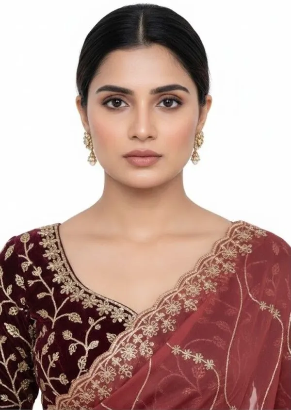 FLUIT_LESVETEMENTS_Embroidered_Bollywood_Georgette_Saree_with_Unstitched_Blouse_(Orange)