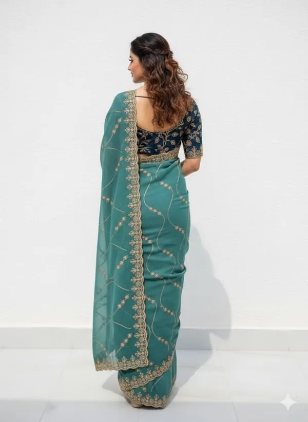 FLUIT_LESVETEMENTS_Embroidered_Bollywood_Georgette_Saree_with_Unstitched_Blouse_(Light_Blue)