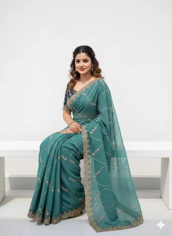 FLUIT_LESVETEMENTS_Embroidered_Bollywood_Georgette_Saree_with_Unstitched_Blouse_(Light_Blue)