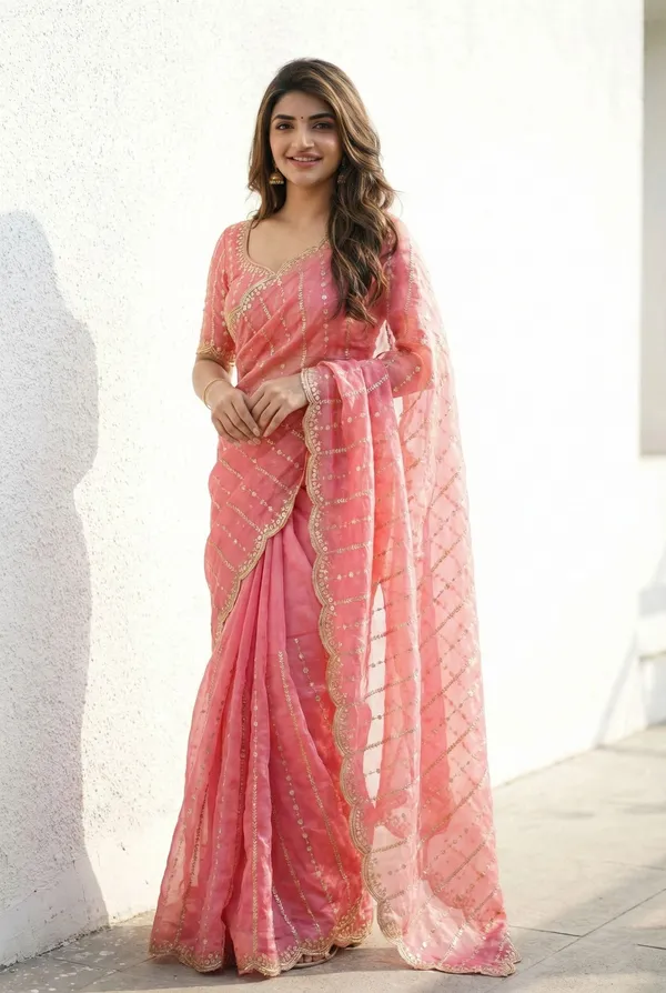 FLUIT_LESVETEMENTS_Embroidered_Bollywood_Satin_Saree_with_Unstitched_Blouse_(Pink)