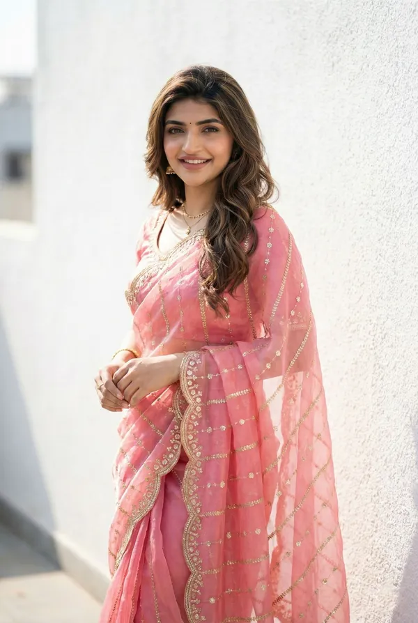 FLUIT_LESVETEMENTS_Embroidered_Bollywood_Satin_Saree_with_Unstitched_Blouse_(Pink)