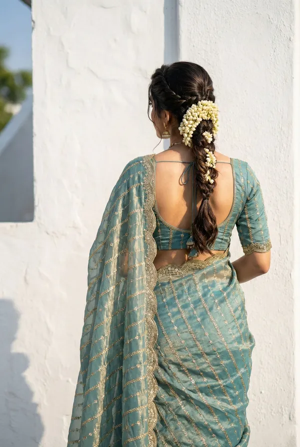 FLUIT_LESVETEMENTS_Embroidered_Bollywood_Satin_Saree_with_Unstitched_Blouse_(Light_Green)