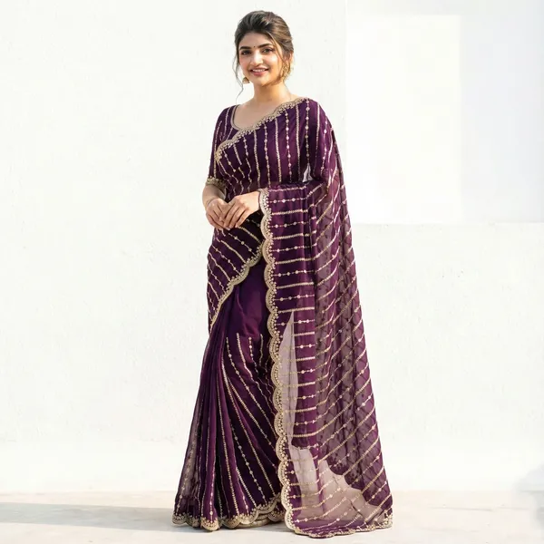 FLUIT_LESVETEMENTS_Embroidered_Bollywood_Satin_Saree_with_Unstitched_Blouse_(Purple)