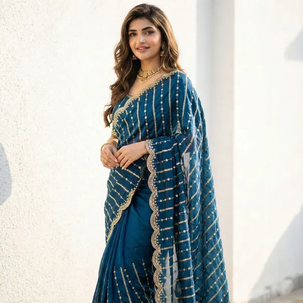 FLUIT_LESVETEMENTS_Embroidered_Bollywood_Satin_Saree_with_Unstitched_Blouse_(Dark_Blue)