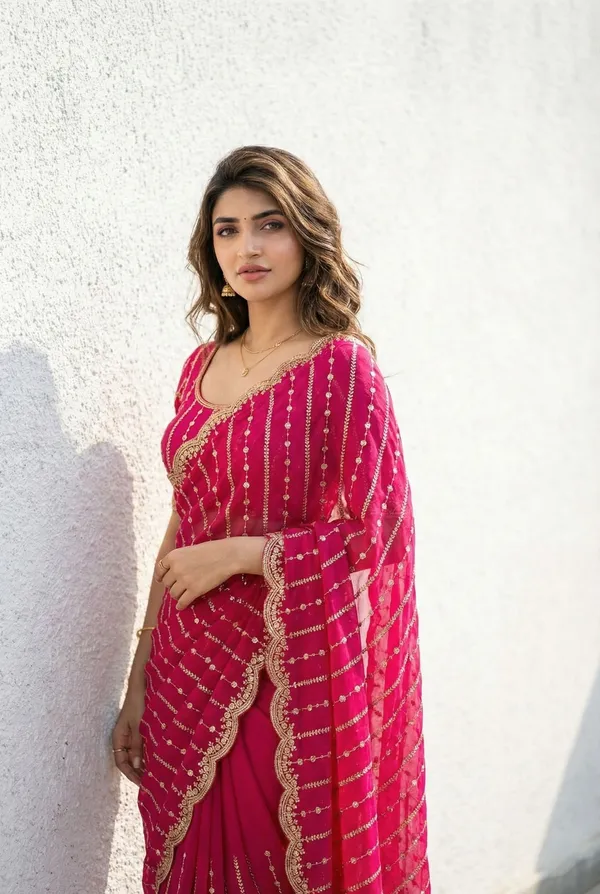 FLUIT_LESVETEMENTS_Embroidered_Bollywood_Satin_Saree_with_Unstitched_Blouse_(Pink)
