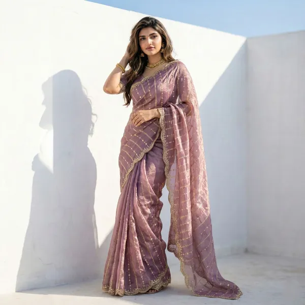 FLUIT_LESVETEMENTS_Embroidered_Bollywood_Satin_Saree_with_Unstitched_Blouse_(Purple)