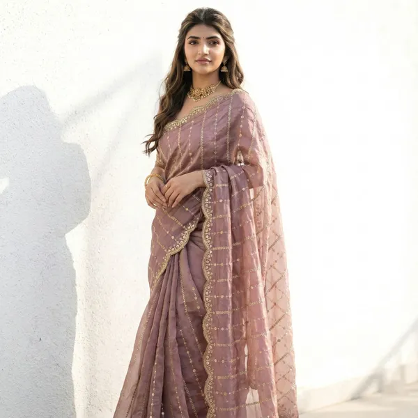 FLUIT_LESVETEMENTS_Embroidered_Bollywood_Satin_Saree_with_Unstitched_Blouse_(Purple)
