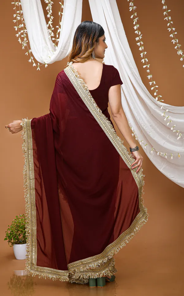 FLUIT_LESVETEMENTS_Solid_Bollywood_Georgette_Saree_with_Unstitched_Blouse_(Maroon)