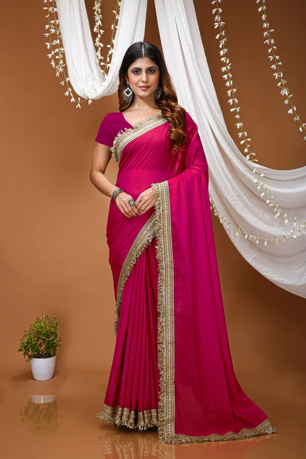 FLUIT_LESVETEMENTS_Solid_Bollywood_Georgette_Saree_with_Unstitched_Blouse_(Pink)