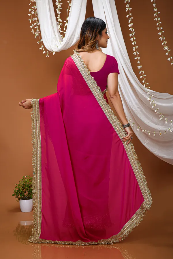 FLUIT_LESVETEMENTS_Solid_Bollywood_Georgette_Saree_with_Unstitched_Blouse_(Pink)