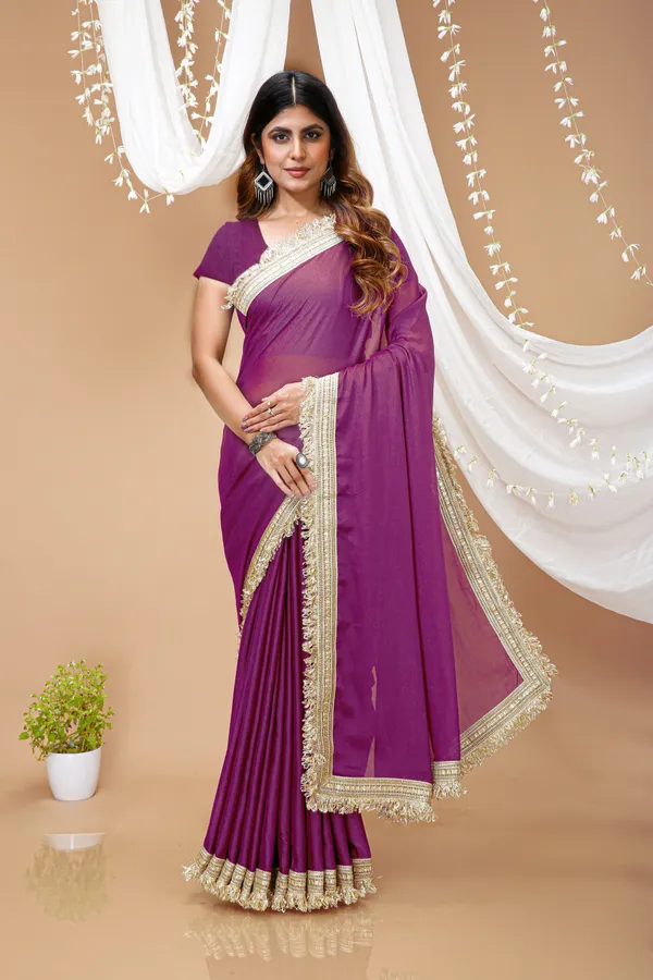 FLUIT_LESVETEMENTS_Solid_Bollywood_Georgette_Saree_with_Unstitched_Blouse_(Purple)