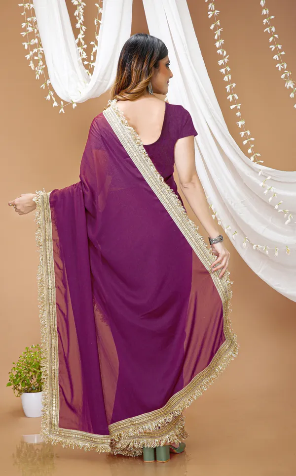 FLUIT_LESVETEMENTS_Solid_Bollywood_Georgette_Saree_with_Unstitched_Blouse_(Purple)