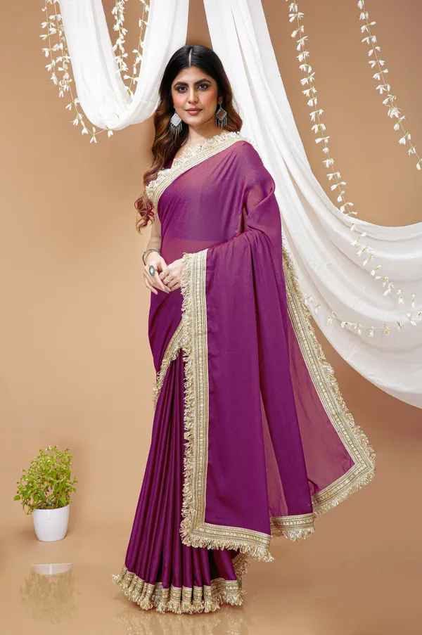 FLUIT_LESVETEMENTS_Solid_Bollywood_Georgette_Saree_with_Unstitched_Blouse_(Purple)