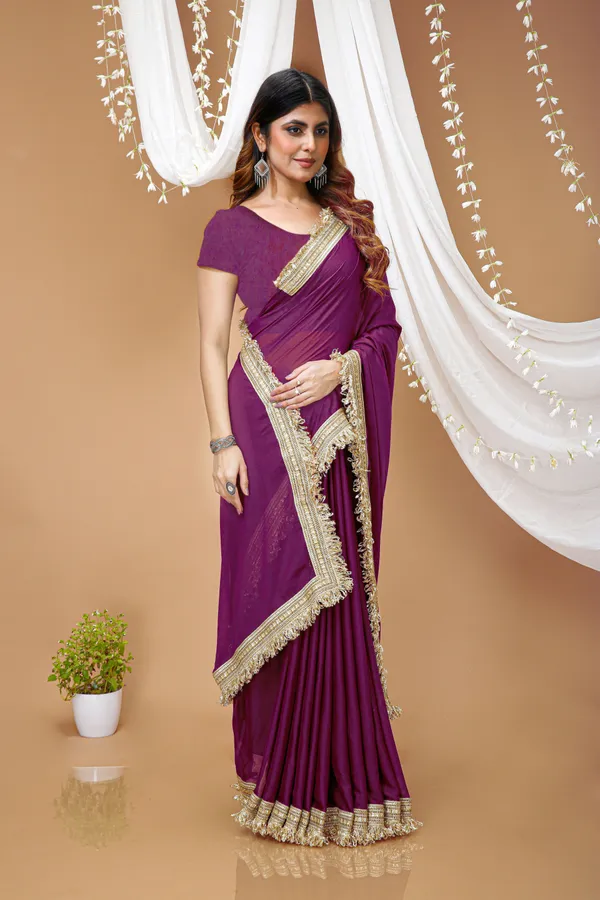 FLUIT_LESVETEMENTS_Solid_Bollywood_Georgette_Saree_with_Unstitched_Blouse_(Purple)