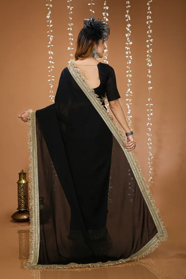 FLUIT_LESVETEMENTS_Solid_Bollywood_Georgette_Saree_with_Unstitched_Blouse_(Black)