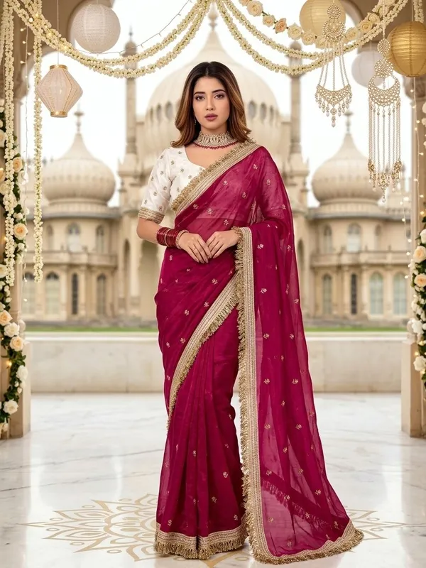 FLUIT_LESVETEMENTS_Embroidered_Bollywood_Satin_Saree_with_Unstitched_Blouse_(Pink)