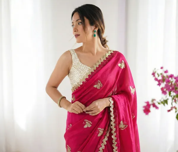 FLUIT_LESVETEMENTS_Embroidered_Bollywood_Satin_Saree_with_Unstitched_Blouse_(Pink)