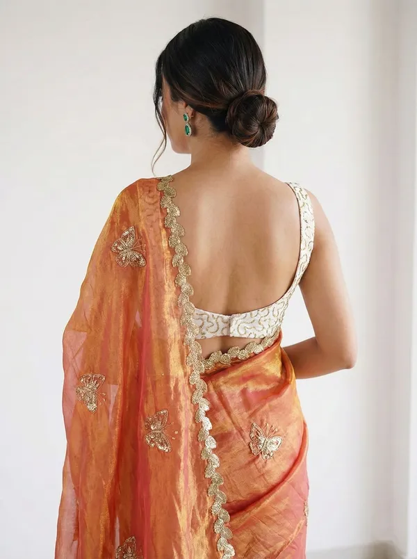 FLUIT_LESVETEMENTS_Embroidered_Bollywood_Satin_Saree_with_Unstitched_Blouse_(Orange)