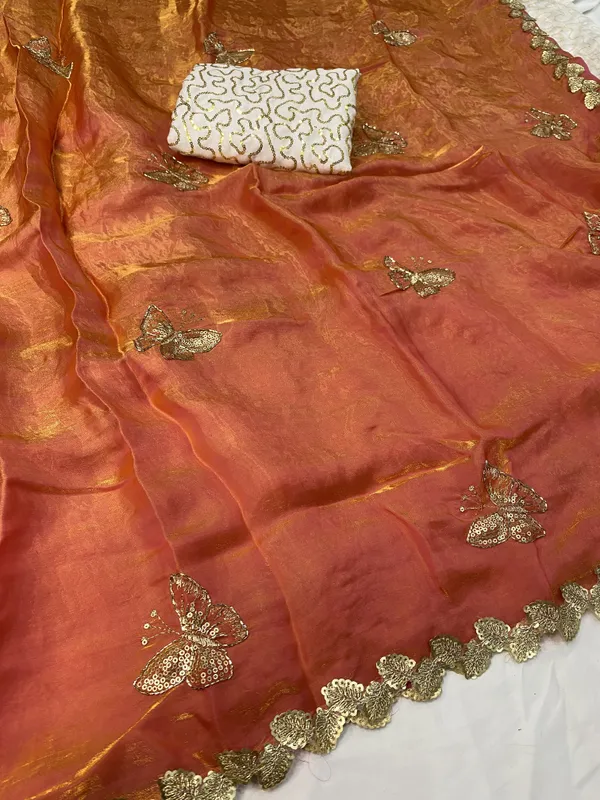 FLUIT_LESVETEMENTS_Embroidered_Bollywood_Satin_Saree_with_Unstitched_Blouse_(Orange)