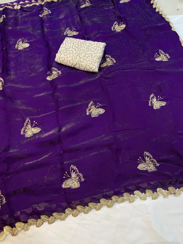 FLUIT_LESVETEMENTS_Embroidered_Bollywood_Satin_Saree_with_Unstitched_Blouse_(Purple)