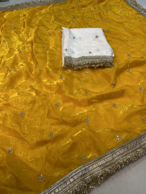 FLUIT_LESVETEMENTS_Embroidered_Bollywood_Satin_Saree_with_Unstitched_Blouse_(Yellow)