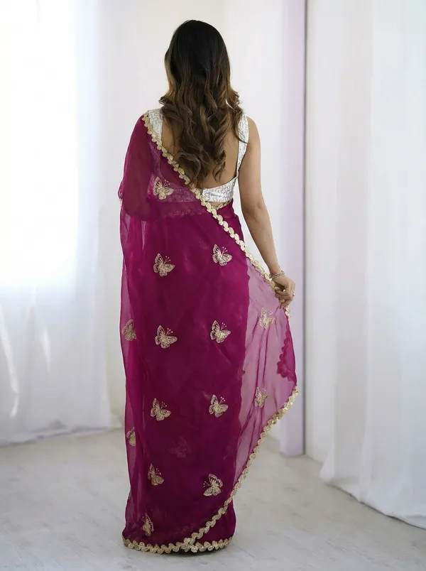 FLUIT_LESVETEMENTS_Embroidered_Bollywood_Satin_Saree_with_Unstitched_Blouse_(Magenta)