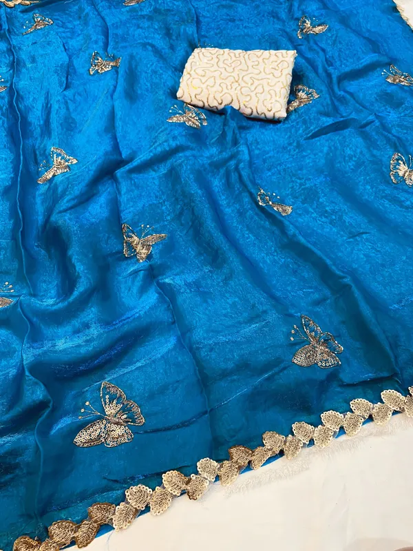 FLUIT_LESVETEMENTS_Embroidered_Bollywood_Satin_Saree_with_Unstitched_Blouse_(Blue)