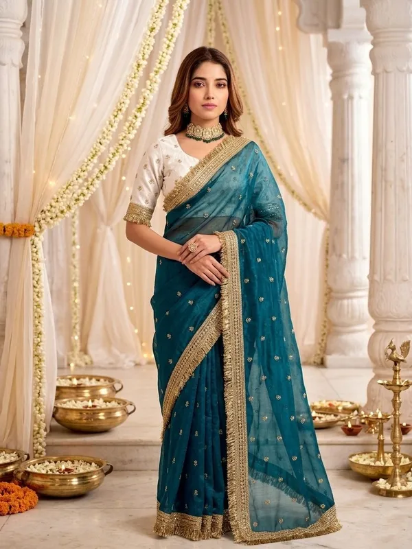 FLUIT_LESVETEMENTS_Embroidered_Bollywood_Satin_Saree_with_Unstitched_Blouse_(Light_Blue)