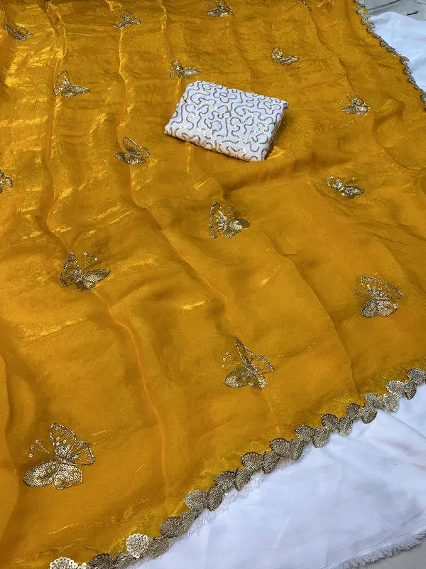 FLUIT_LESVETEMENTS_Embroidered_Bollywood_Satin_Saree_with_Unstitched_Blouse_(Yellow)