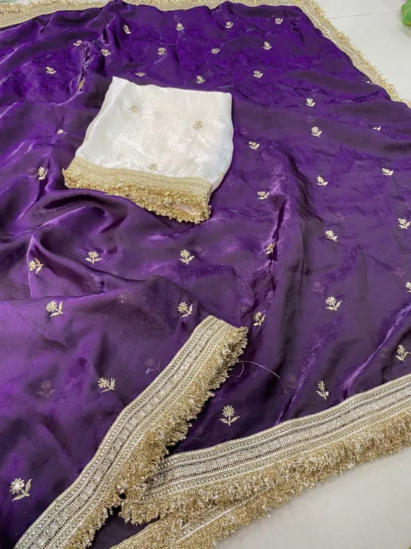 FLUIT_LESVETEMENTS_Embroidered_Bollywood_Satin_Saree_with_Unstitched_Blouse_(Purple)