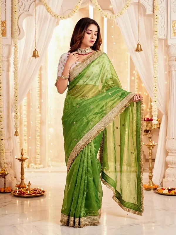 FLUIT_LESVETEMENTS_Embroidered_Bollywood_Satin_Saree_with_Unstitched_Blouse_(Light_Green)