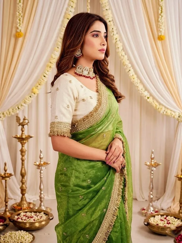 FLUIT_LESVETEMENTS_Embroidered_Bollywood_Satin_Saree_with_Unstitched_Blouse_(Light_Green)