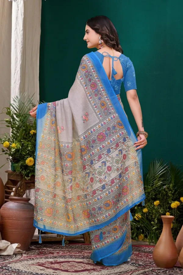 FLUIT_LESVETEMENTS_Striped_Bollywood_Cotton_Linen_Saree_with_Unstitched_Blouse_(Grey)