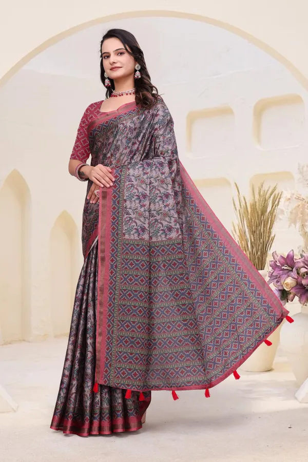 FLUIT_LESVETEMENTS_Printed_Bollywood_Cotton_Blend_Saree_with_Unstitched_Blouse_(Grey)